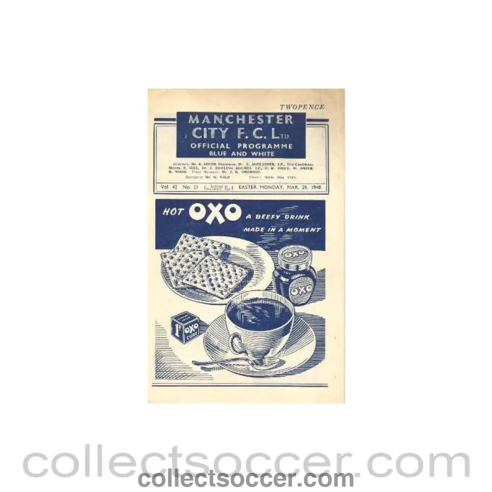 1948 - Manchester City vChelsea official programme 29/03/1948 - Collect Soccer