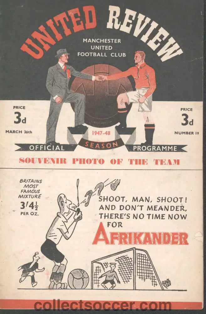 1948 Manchester United v Bolton Wanderers Official and Original Programme 26/3/1948