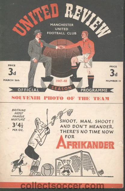 1948 Manchester United v Bolton Wanderers Official and Original Programme 26/3/1948