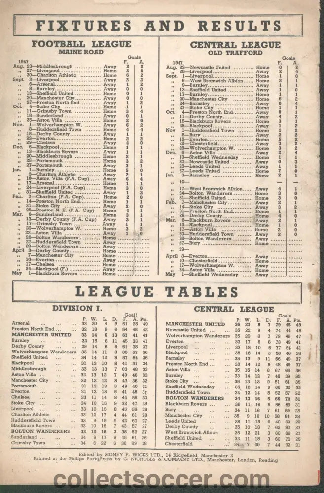 1948 Manchester United v Bolton Wanderers Official and Original Programme 26/3/1948