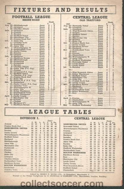1948 Manchester United v Bolton Wanderers Official and Original Programme 26/3/1948