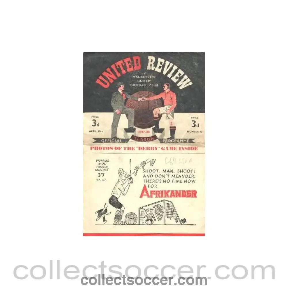 1948 - Manchester United v Chelsea official programme 17/04/1948 - Collect Soccer