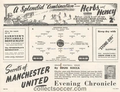 1948 Manchester United v Derby County Original and Official Programme 3/4/1948