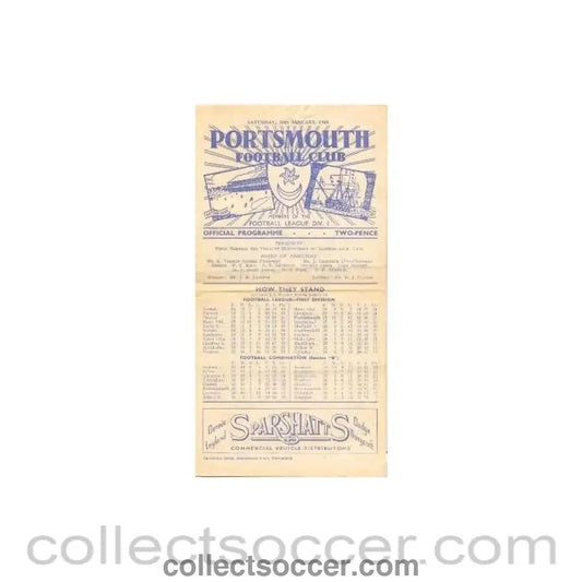 1948 - Portsmouth v Brighton& Hove Albion official programme 10/01/1948 - Collect Soccer
