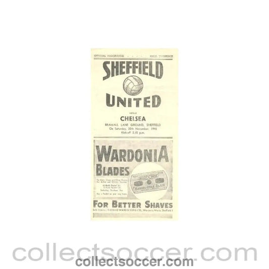 1948 - Sheffield United vChelsea official programme 20/11/1948 - Collect Soccer