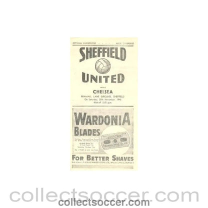 1948 - Sheffield United vChelsea official programme 20/11/1948 - Collect Soccer