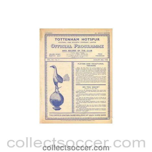 1948 - Tottenham Hotspur v Coventry City official programme 30/08/1948 - Collect Soccer