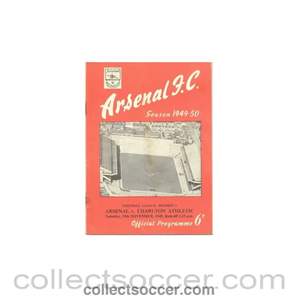 1949 - Arsenal v Charlton Athletic official programme 19/11/1949 - Collect Soccer