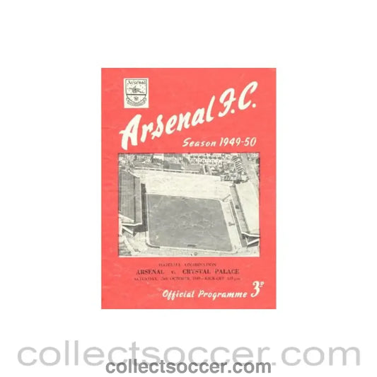 1949 - Arsenal v Crystal Palace official programme 29/10/1949 Football Combination