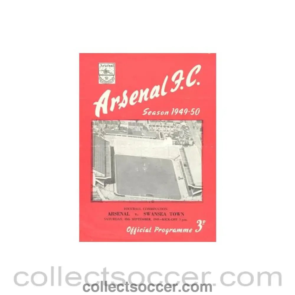 1949 - Arsenal v Swansea Town official programme 10/09/1949 - Collect Soccer