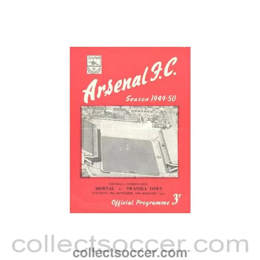 1949 - Arsenal v Swansea Town official programme 10/09/1949