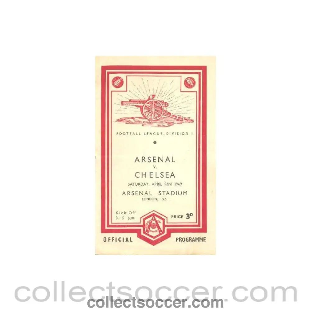 1949 - Arsenal vChelsea official programme 23/04/1949 - Collect Soccer