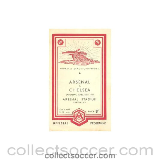 1949 - Arsenal vChelsea official programme 23/04/1949 - Collect Soccer