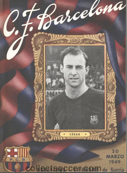 1949 Barcelona v Elfsborg Friendly Programme 20/3/1949 - Collect Soccer