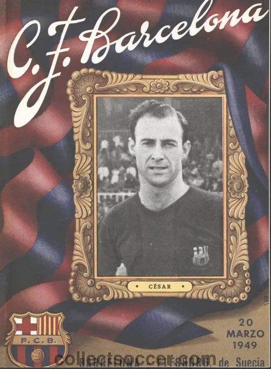 1949 Barcelona v Elfsborg Friendly Programme 20/3/1949 - Collect Soccer