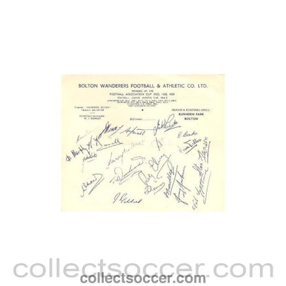 1949 - Bolton Wanderers Athletic Players Signatures Facsimile Season 1949-1950 - Collect Soccer