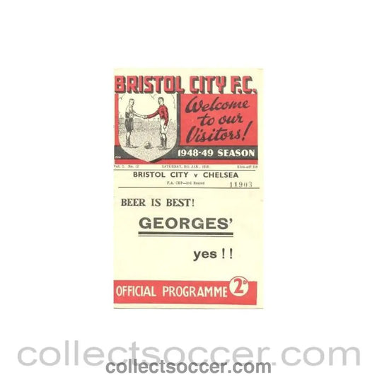 1949 - Bristol City vChelsea official programme 08/01/1949 - Collect Soccer