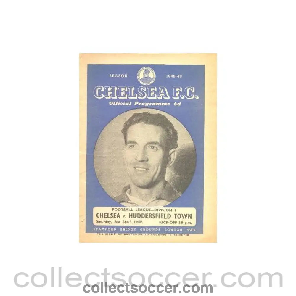 1949 - Chelsea v Huddersfield Town official programme 02/04/1949