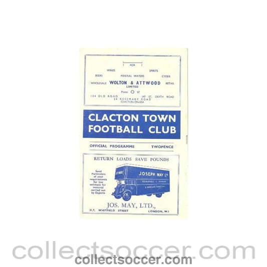 1949 - Clacton Town vChelsea official programme 23/04/1949