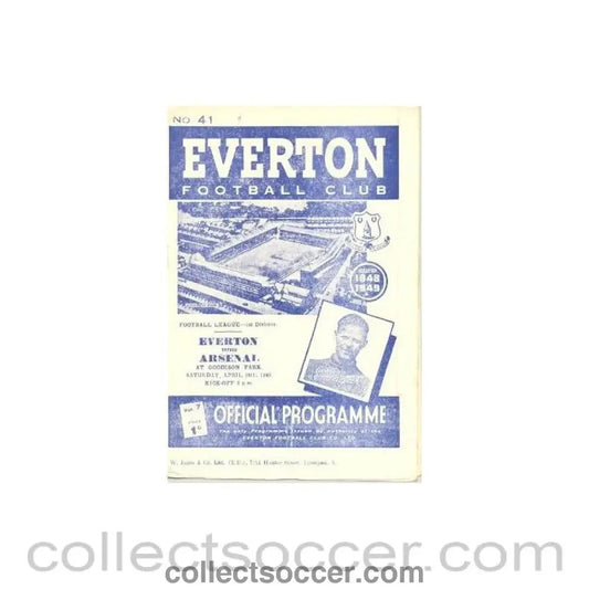 1949 - Everton v Arsenal official programme 16/04/1949 - Collect Soccer