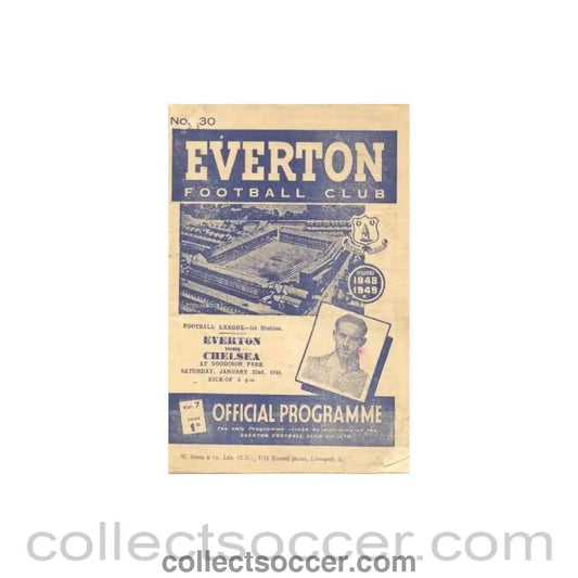 1949 - Everton vChelsea official programme 22/01/1949 - Collect Soccer