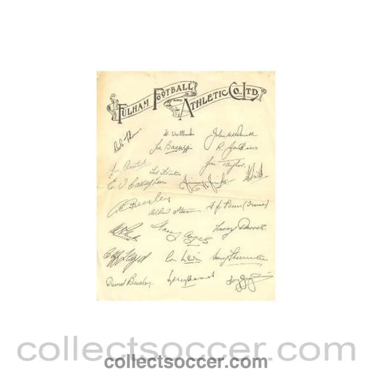 1949 - Fulham Players Signatures Facsimile Season 1949-1950 - Collect Soccer