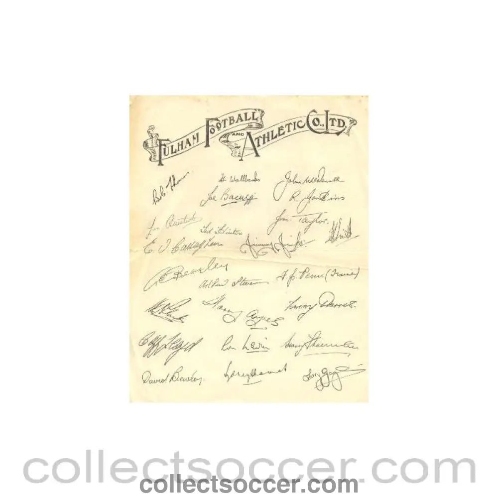 1949 - Fulham Players Signatures Facsimile Season 1949-1950 - Collect Soccer