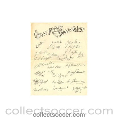 1949 - Fulham Players Signatures Facsimile Season 1949-1950 - Collect Soccer