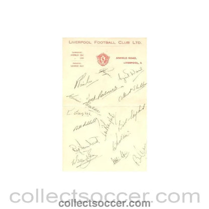 1949 - Liverpool Players Signatures Facsimile probably of Season 1949-1950 - Collect Soccer