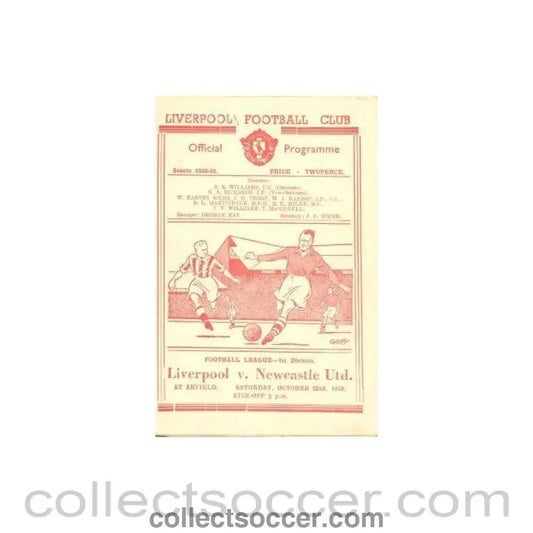 1949 - Liverpool v Newcastle United official programme 22/10/1949 - Collect Soccer