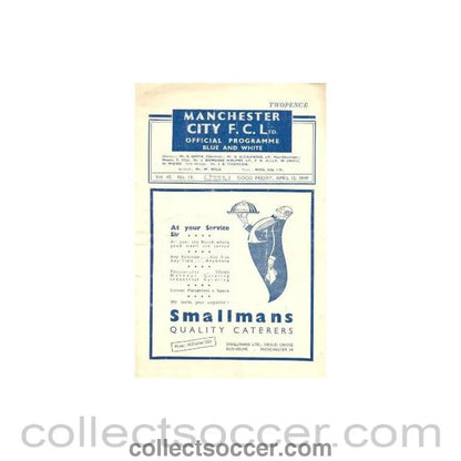 1949 - Manchester City vChelsea official programme 15/04/1949 - Collect Soccer