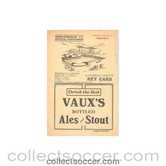 1949 - Middlesbrough vChelsea official programme 26/11/1949 - Collect Soccer