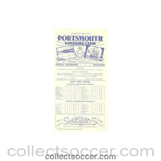 1949 - Portsmouth v Wolverhampton Wanderers official programme 01/10/1949 - Collect Soccer