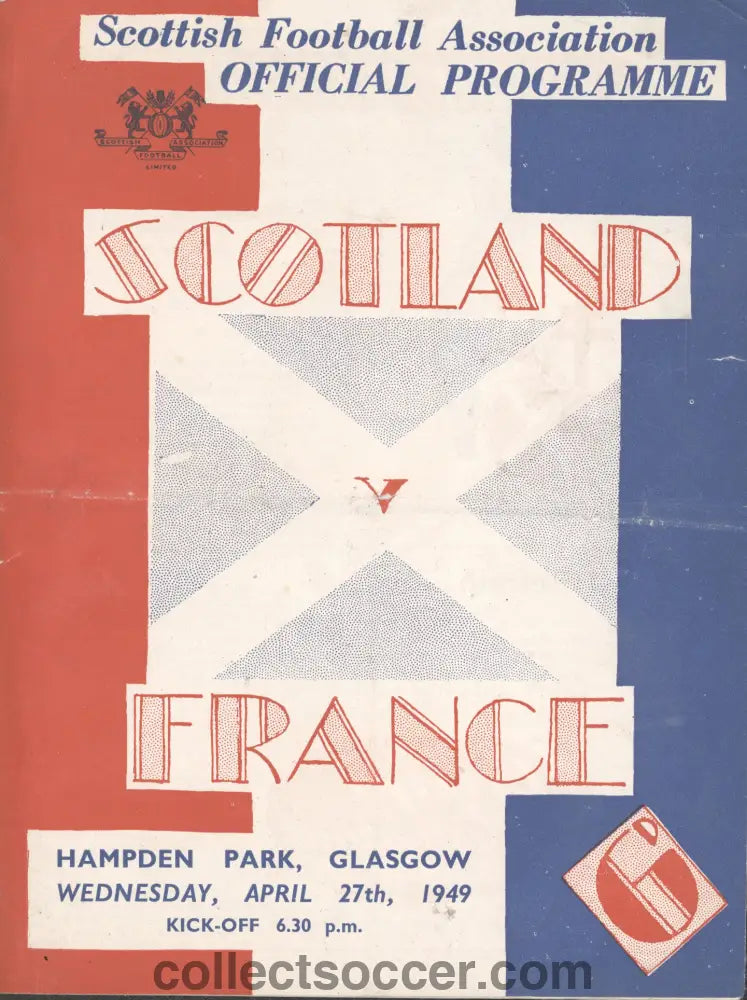 1949 Scotland v France Official Programme