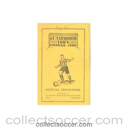 1949 - Yarmouth Town v Chelsea official programme 05/03/1949 - Collect Soccer