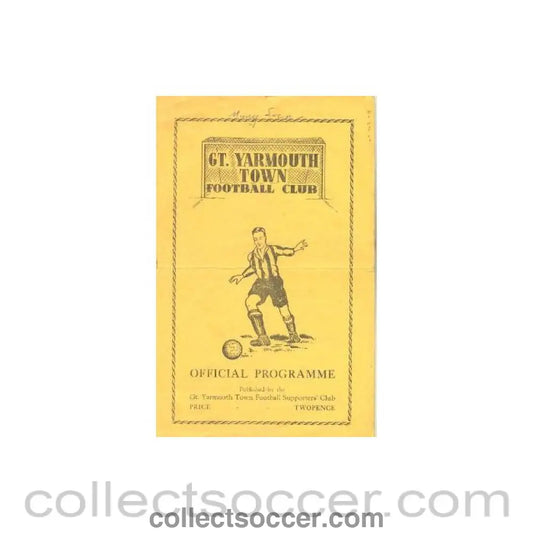 1949 - Yarmouth Town v Chelsea official programme 05/03/1949