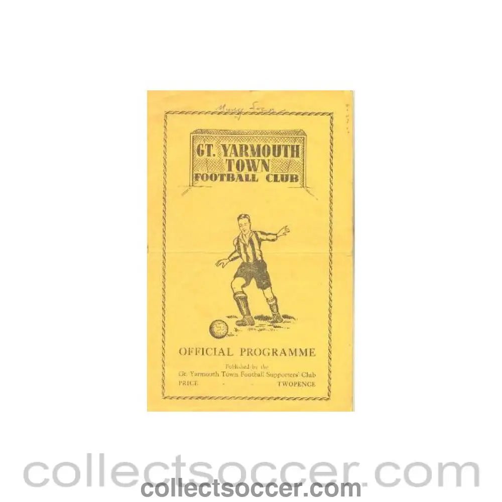 1949 - Yarmouth Town v Chelsea official programme 05/03/1949 - Collect Soccer