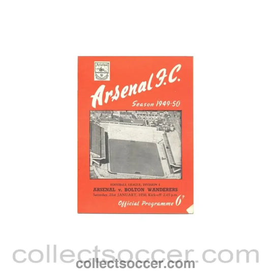 1950 - Arsenal v Bolton Wanderers official programme 21/01/1950