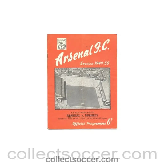1950 - Arsenal v Burnley official programme 11/02/1950