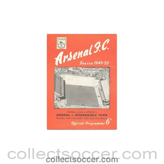 1950 - Arsenal v Huddersfield Town official programme 14/01/1950