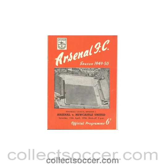 1950 - Arsenal v Newcastle United official programme 15/04/1950