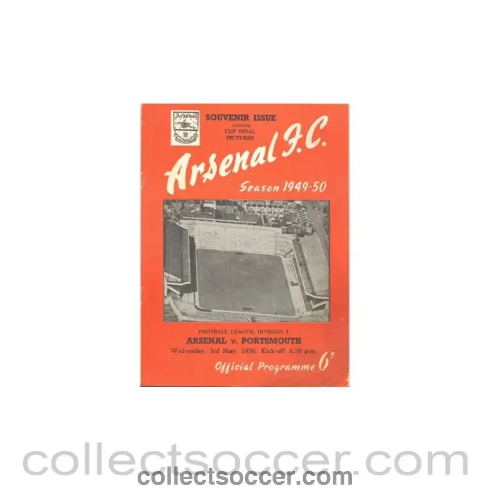 1950 - Arsenal v Portsmouth official programme 03/05/1950 - Collect Soccer