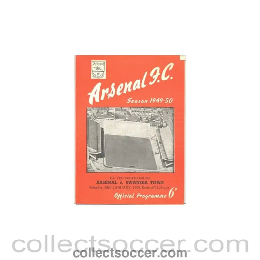 1950 - Arsenal v Swansea Town official programme 28/01/1950 FA Cup
