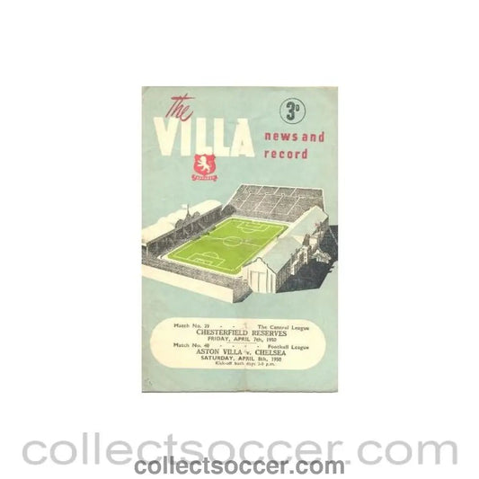 1950 - Aston Villa vChelsea official programme 08/04/1950 - Collect Soccer