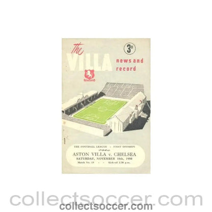 1950 - Aston Villa vChelsea official programme 18/11/1950 - Collect Soccer