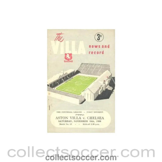 1950 - Aston Villa vChelsea official programme 18/11/1950 - Collect Soccer