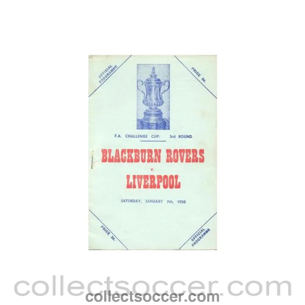 1950 - Blackburn Rovers v Liverpool official programme 07/01/1950