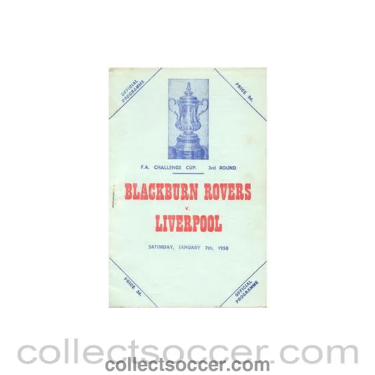 1950 - Blackburn Rovers v Liverpool official programme 07/01/1950