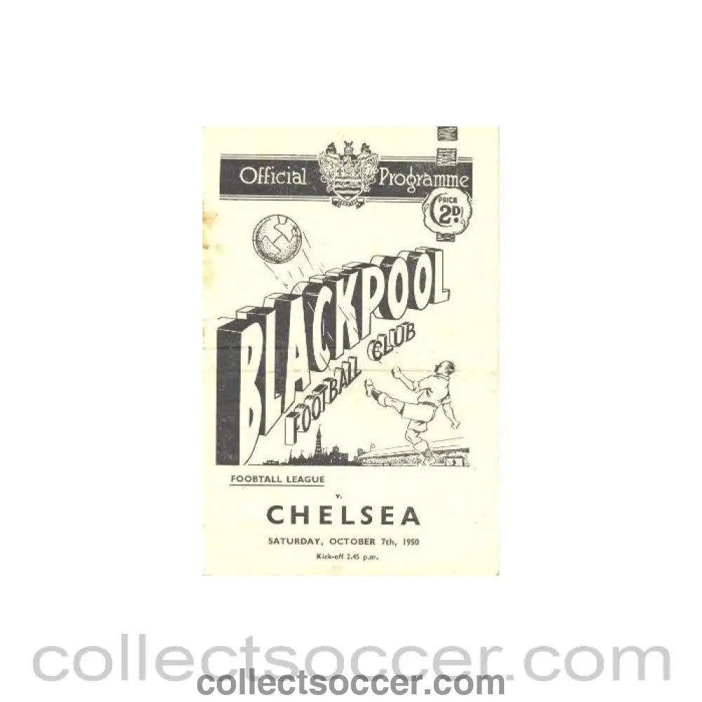 1950 - Blackpool v Chelsea official football programme 07/10/1950 - Collect Soccer