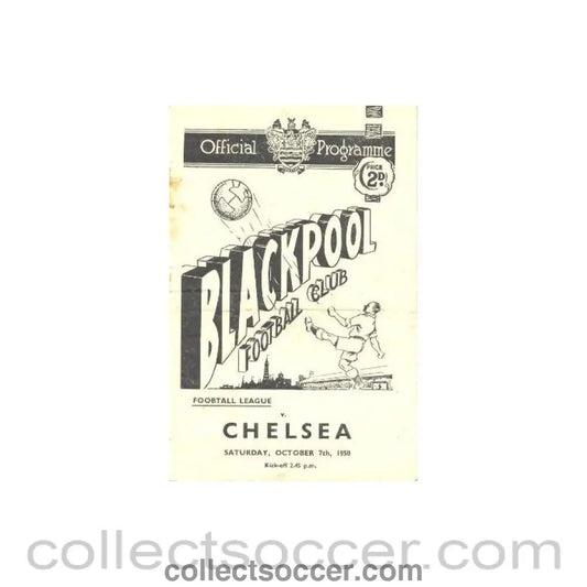 1950 - Blackpool v Chelsea official football programme 07/10/1950 - Collect Soccer